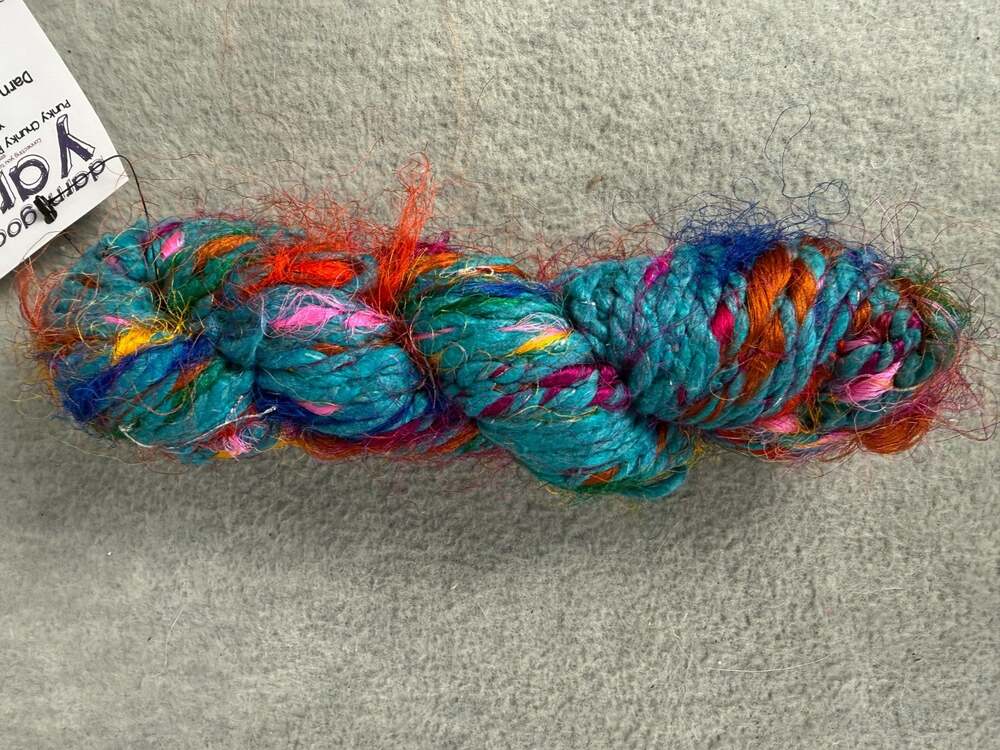 Darn Good Yarn Punky Chunky Reclaimed Silk Yarn 100 gm/ 40 Yds Turquoise Pink